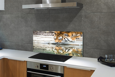 Painel de vidro Tigre Bebendo