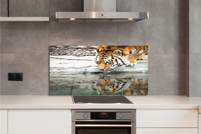 Painel de vidro Tigre Bebendo