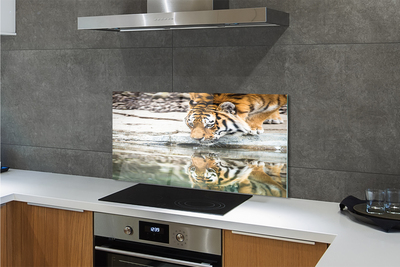 Painel de vidro Tigre Bebendo