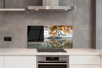 Painel de vidro Tigre Bebendo