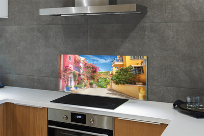 Painel de vidro Grécia Flores edifícios montanha