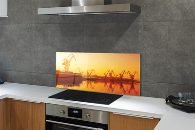 Painel de vidro Nascer do sol no estaleiro de Gdansk