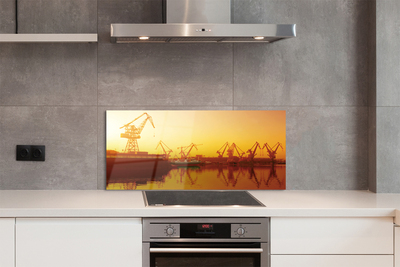 Painel de vidro Nascer do sol no estaleiro de Gdansk