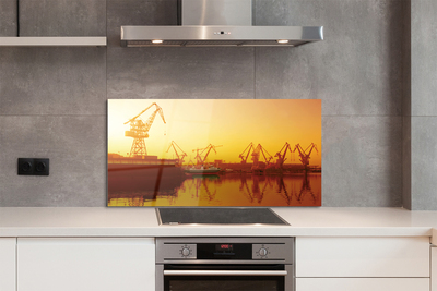 Painel de vidro Nascer do sol no estaleiro de Gdansk