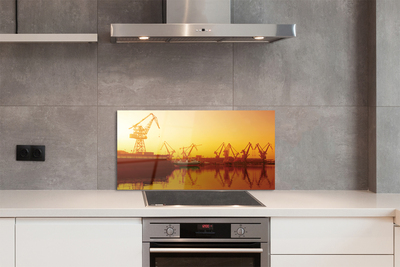 Painel de vidro Nascer do sol no estaleiro de Gdansk