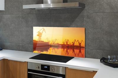 Painel de vidro Nascer do sol no estaleiro de Gdansk