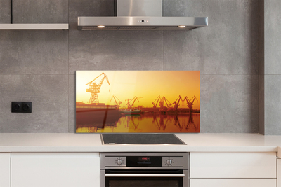 Painel de vidro Nascer do sol no estaleiro de Gdansk