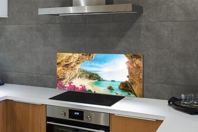 Painel de vidro Flores dos penhascos da costa da Grécia