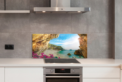 Painel de vidro Flores dos penhascos da costa da Grécia