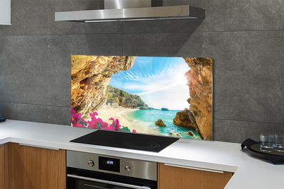 Painel de vidro Flores dos penhascos da costa da Grécia