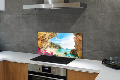 Painel de vidro Flores dos penhascos da costa da Grécia