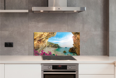 Painel de vidro Flores dos penhascos da costa da Grécia