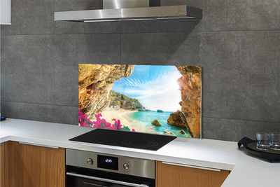 Painel de vidro Flores dos penhascos da costa da Grécia