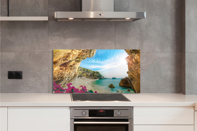 Painel de vidro Flores dos penhascos da costa da Grécia