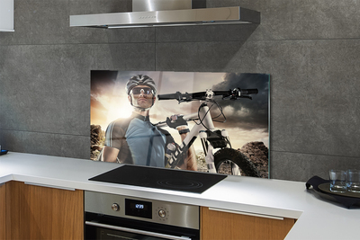 Painel de vidro Nuvens de bicicleta ciclista