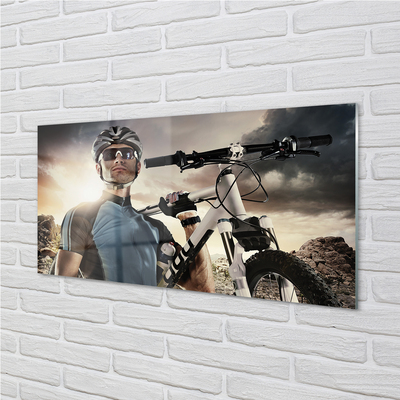 Painel de vidro Nuvens de bicicleta ciclista