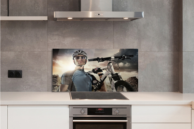 Painel de vidro Nuvens de bicicleta ciclista