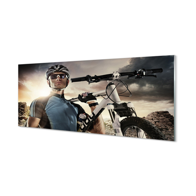 Painel de vidro Nuvens de bicicleta ciclista