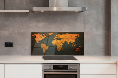 Painel de vidro Mapa Dourado