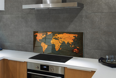 Painel de vidro Mapa Dourado