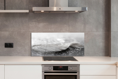 Painel de vidro Macro de gotas de penas