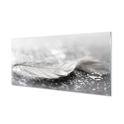 Painel de vidro Macro de gotas de penas