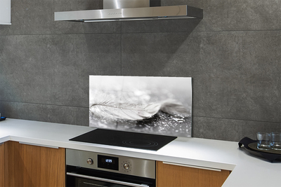 Painel de vidro Macro de gotas de penas