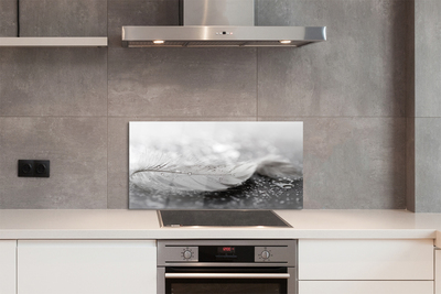 Painel de vidro Macro de gotas de penas