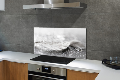 Painel de vidro Macro de gotas de penas