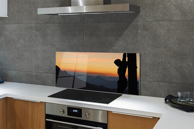 Painel de vidro Pôr do sol de Jesus crucificado