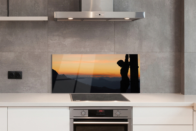 Painel de vidro Pôr do sol de Jesus crucificado