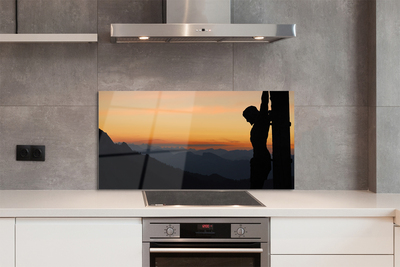 Painel de vidro Pôr do sol de Jesus crucificado