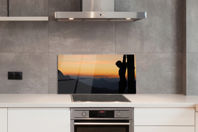 Painel de vidro Pôr do sol de Jesus crucificado