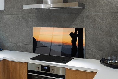 Painel de vidro Pôr do sol de Jesus crucificado