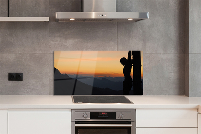 Painel de vidro Pôr do sol de Jesus crucificado