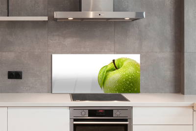 Painel de vidro Maçã verde com gotas de água