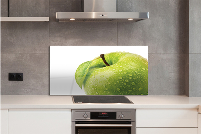 Painel de vidro Maçã verde com gotas de água