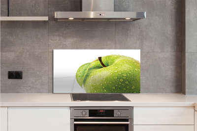 Painel de vidro Maçã verde com gotas de água