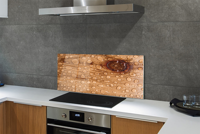 Painel de vidro Gotas de água e madeira