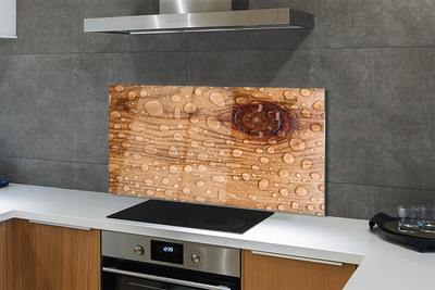 Painel de vidro Gotas de água e madeira