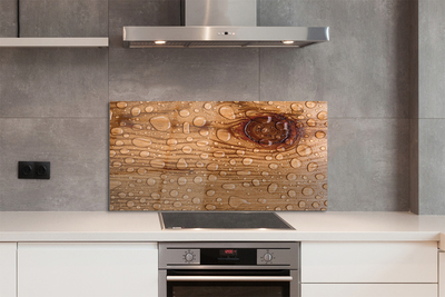 Painel de vidro Gotas de água e madeira