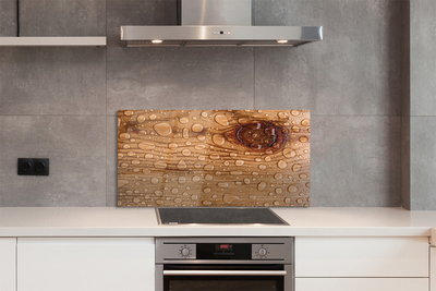 Painel de vidro Gotas de água e madeira