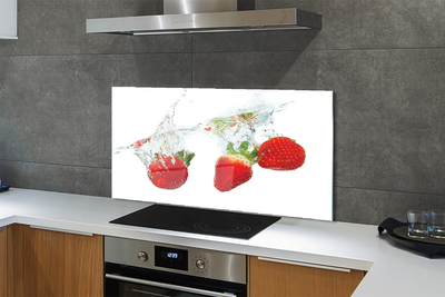 Painel de vidro Morangos aquáticos fundo branco