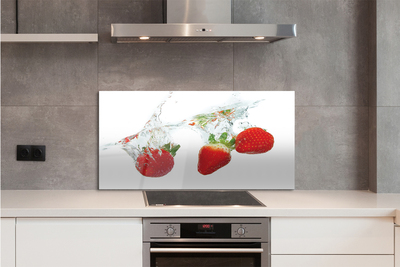 Painel de vidro Morangos aquáticos fundo branco