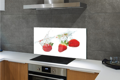 Painel de vidro Morangos aquáticos fundo branco