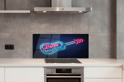 Painel de vidro Letreiros de neon de guitarra