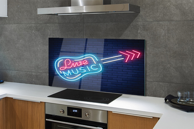 Painel de vidro Letreiros de neon de guitarra