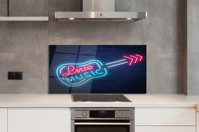 Painel de vidro Letreiros de neon de guitarra