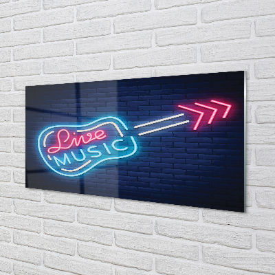 Painel de vidro Letreiros de neon de guitarra