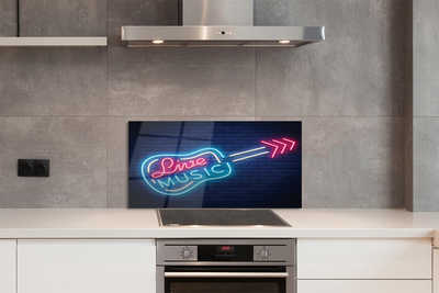 Painel de vidro Letreiros de neon de guitarra